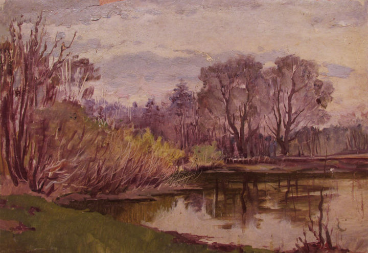 Pittura intitolato "Spring in the forest" da Vasily Belikov, Opera d'arte originale, Olio