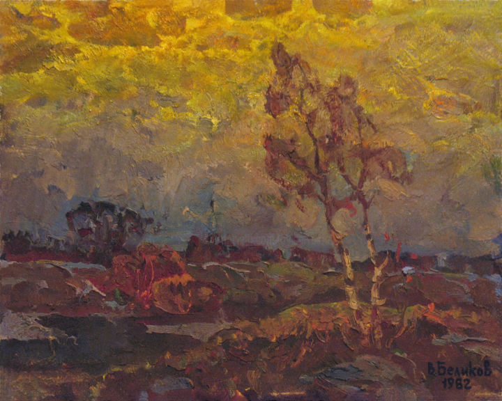 Peinture intitulée "Dull summer evening" par Vasily Belikov, Œuvre d'art originale, Huile