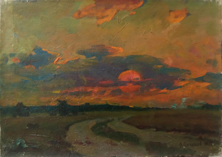 Painting titled "Road" by Vasily Belikov, Original Artwork, Oil