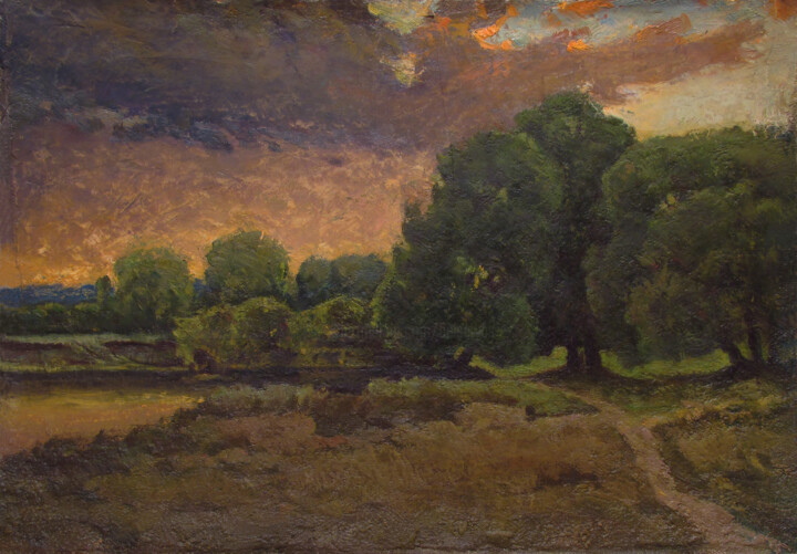 Painting titled "Oaks" by Vasily Belikov, Original Artwork, Oil