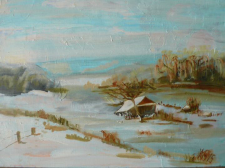 Pintura intitulada "Хуторок.jpg" por Marina Beliaeva, Obras de arte originais, Óleo