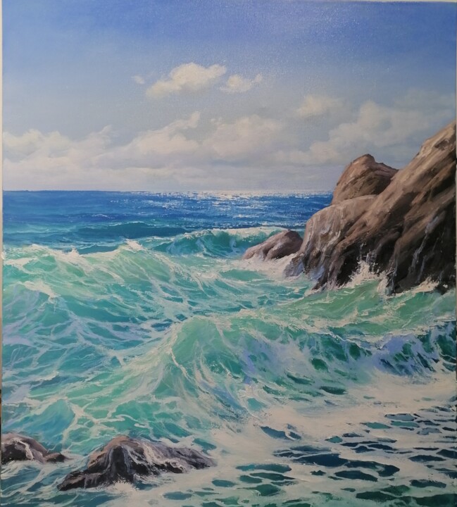 Картина под названием "О море, море" - Наталья Белякова, Подлинное произведение искусства, Масло