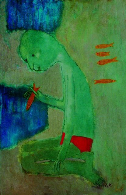 "a boy and fishes" başlıklı Tablo Elena Belyakova tarafından, Orijinal sanat