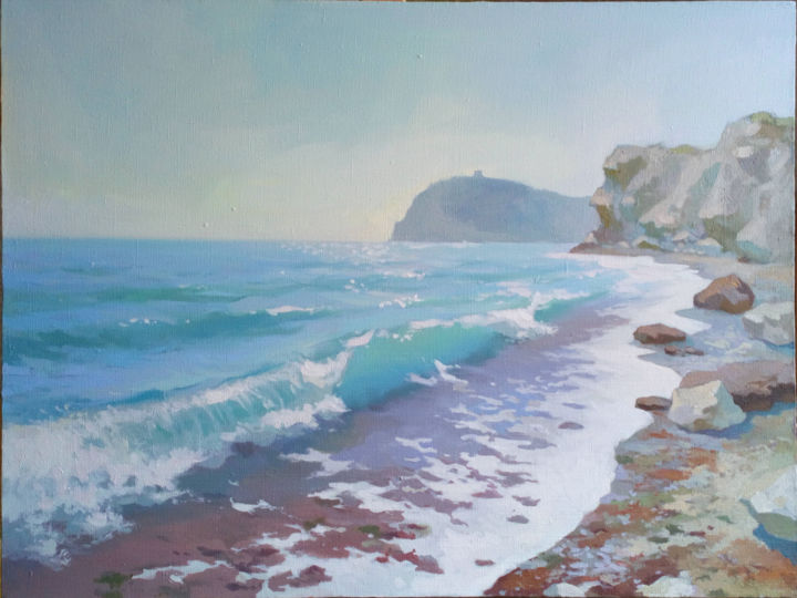 Painting titled "Warm sea painting." by Denis Bely, Original Artwork, Oil