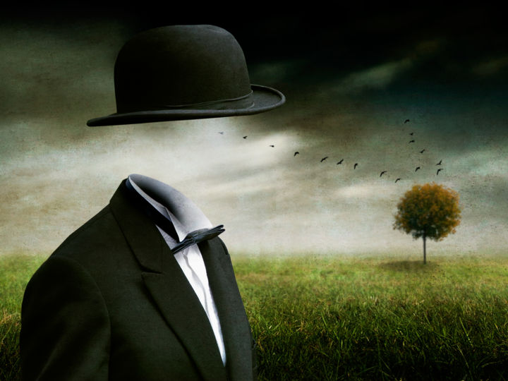 Arts numériques intitulée "Meeting R. Magritte" par Ben Goossens, Œuvre d'art originale, Photographie manipulée