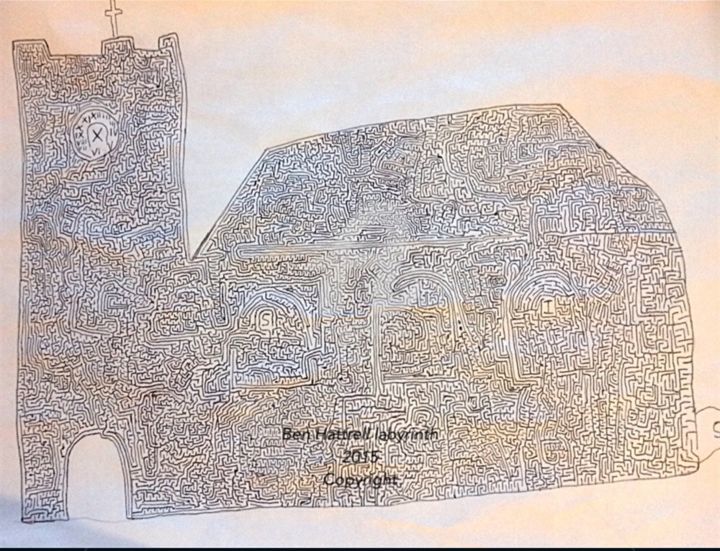 Drawing titled "Church labyrinth" by Ben Hattrell, Original Artwork, Ballpoint pen