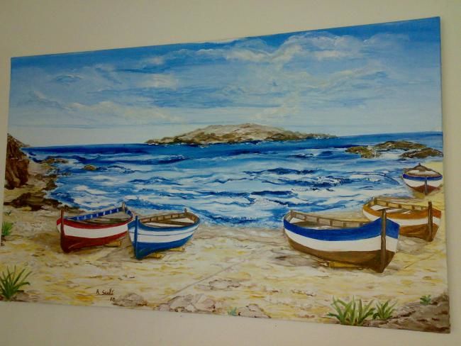 Digital Arts titled "barche sulla spiagg…" by Rosa, Original Artwork
