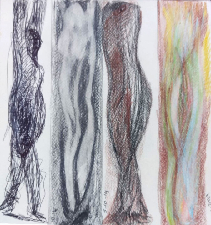 Drawing titled "Marques pages femme…" by Bénédicte Mathieu Labrot, Original Artwork, Pencil