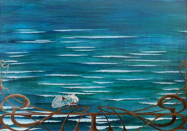 Peinture intitulée "Vue sur la Mer" par Bénédicte Michel, Œuvre d'art originale