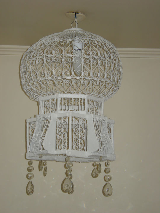 Sculpture titled "Lampe-cage" by Bénédicte Michel, Original Artwork, Objects