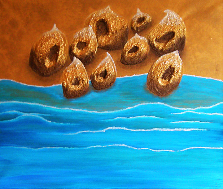 Peinture intitulée "Bord de mer" par Bénédicte Michel, Œuvre d'art originale, Autre