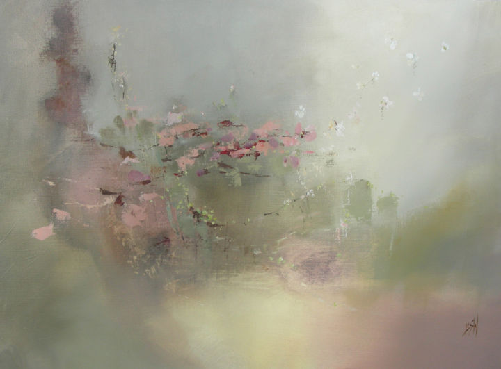 Pittura intitolato "paysage abstrait" da Benedicte Stef, Opera d'arte originale, Olio
