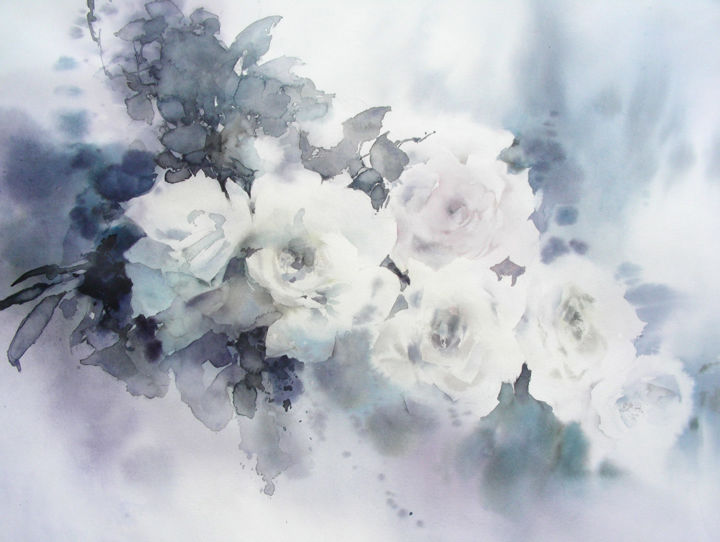 Peinture intitulée "Roses" par Benedicte Stef, Œuvre d'art originale, Aquarelle