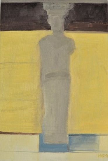 Painting titled "Caryatid" by Martyna Benedyka, Original Art, Oil Mounted on Wood Panel