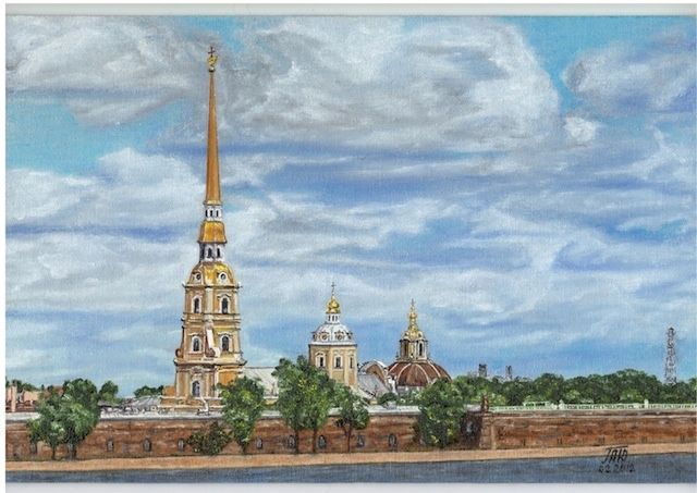Painting titled "Петропавловка" by Andrei Iulievich Gerasimov, Original Artwork, Oil