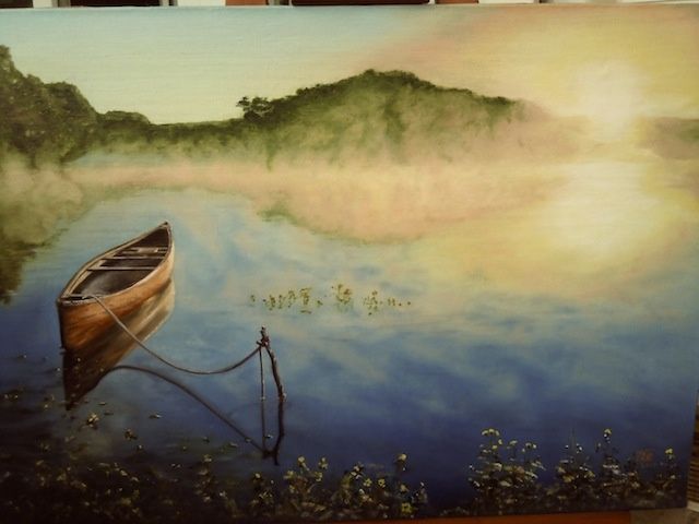 Pintura titulada "Утро на  реке" por Andrei Iulievich Gerasimov, Obra de arte original, Oleo