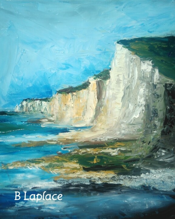 Peinture intitulée "Les hautes falaises" par Bénédicte Laplace, Œuvre d'art originale, Huile