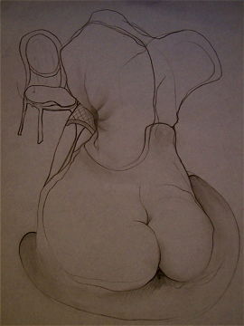 Painting titled "Woman and chair" by Ben George, Original Artwork