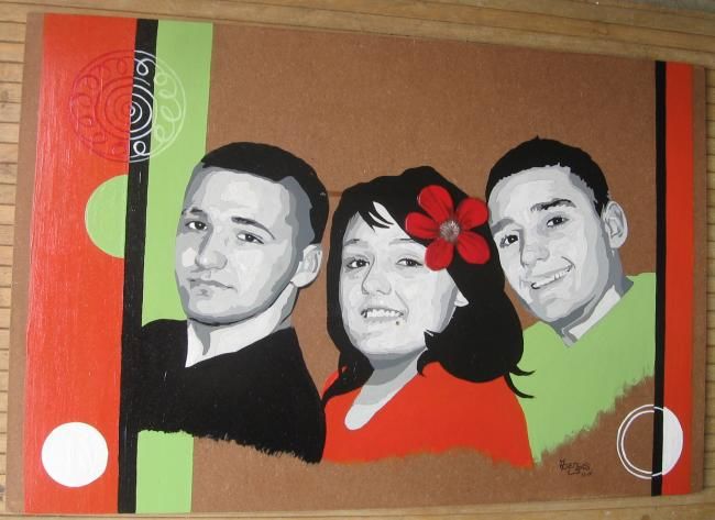 Peinture intitulée "Mat,Mel,Thom" par Benguit'Art, Œuvre d'art originale,