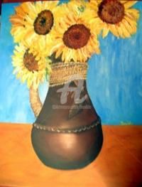 Pittura intitolato "Girasoles" da Benilde, Opera d'arte originale