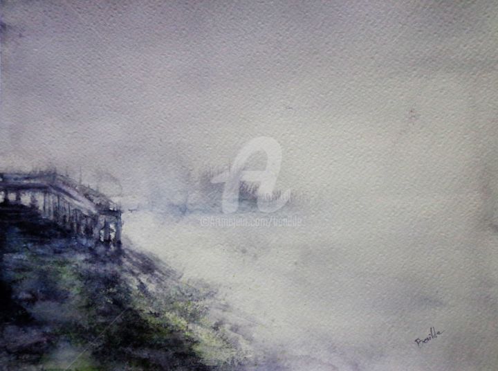 Painting titled "Niebla y agua" by Benilde, Original Artwork, Watercolor