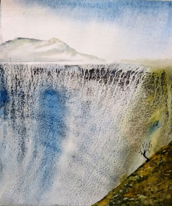 Painting titled "Cascada II" by Benilde, Original Artwork, Watercolor