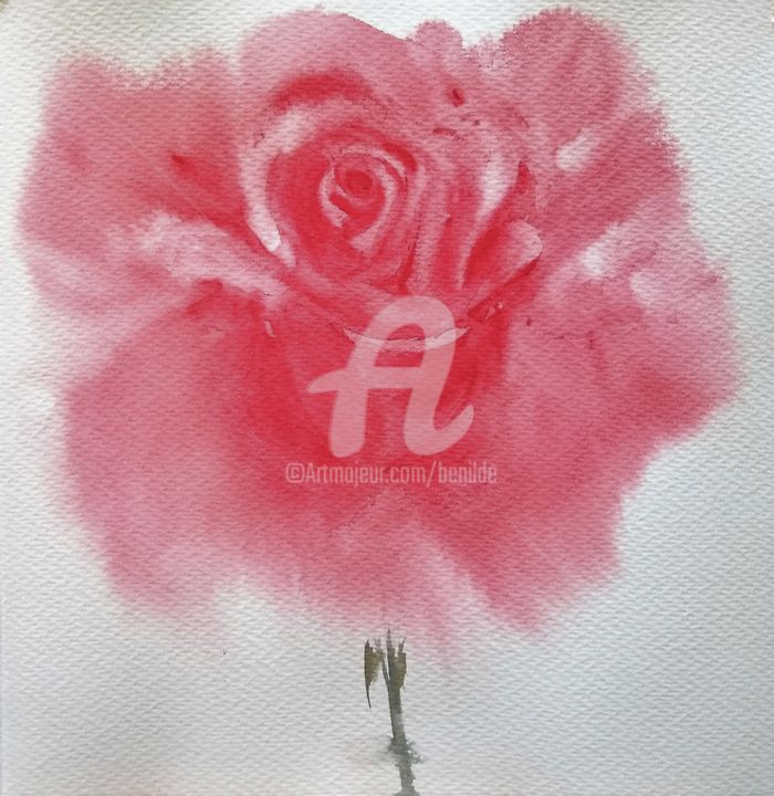 Pintura titulada "Rosa aprendiendo de…" por Benilde, Obra de arte original, Acuarela