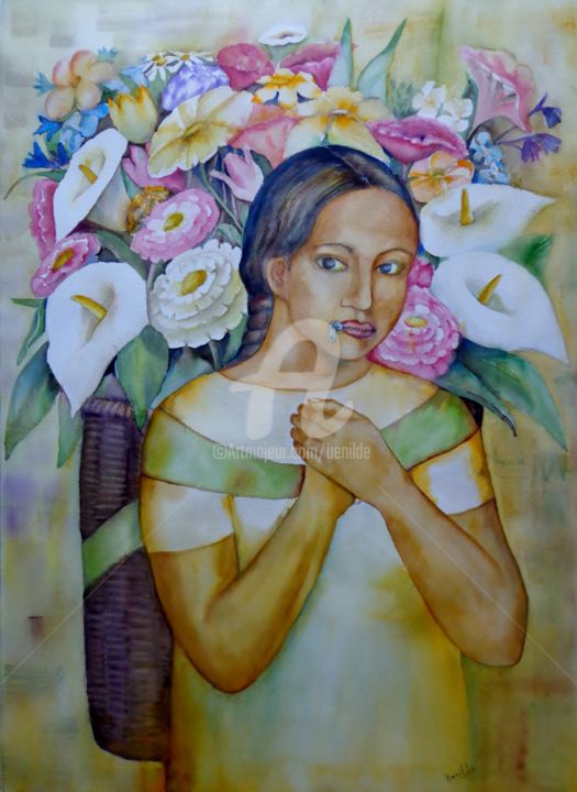 Pintura titulada "Callar" por Benilde, Obra de arte original, Acuarela