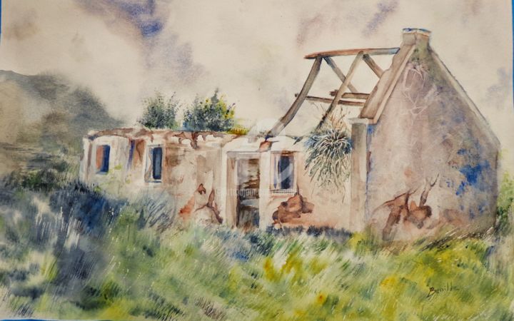 Pintura intitulada "Ruinas" por Benilde, Obras de arte originais, Aquarela