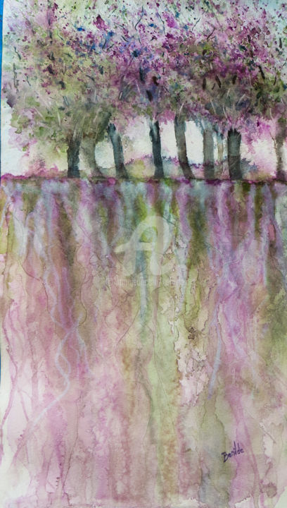 Painting titled "Caminos que dibuja…" by Benilde, Original Artwork, Watercolor