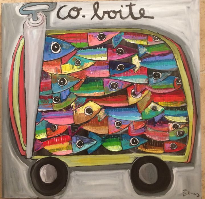 Painting titled "Co boîte" by Benis, Original Artwork, Acrylic