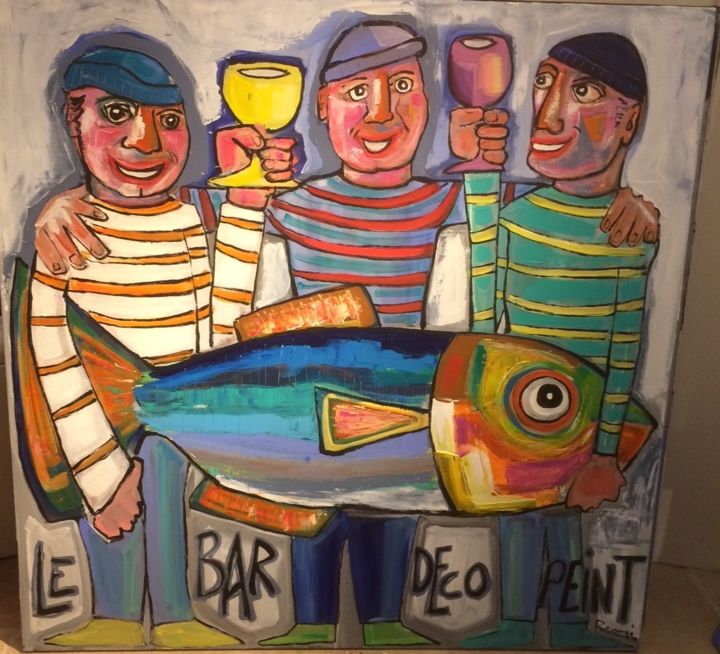 Painting titled "Le bar déco" by Benis, Original Artwork, Acrylic