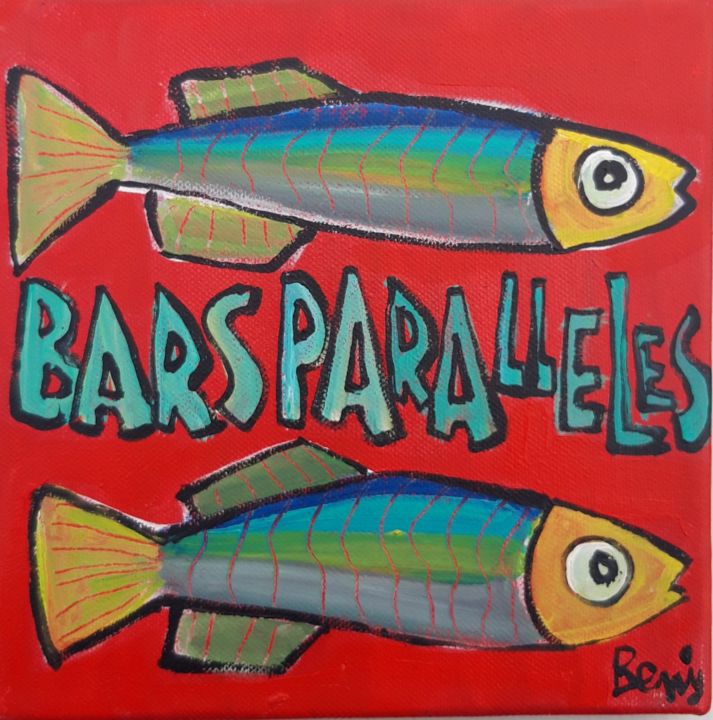 Malerei mit dem Titel "Bars qui dansent" von Benis, Original-Kunstwerk, Acryl