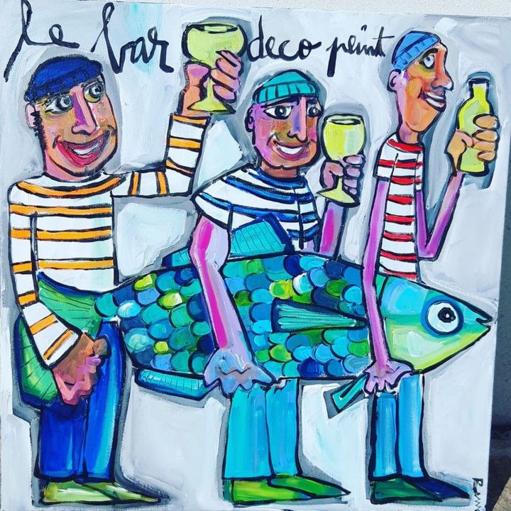 Painting titled "Des copains" by Benis, Original Artwork, Acrylic