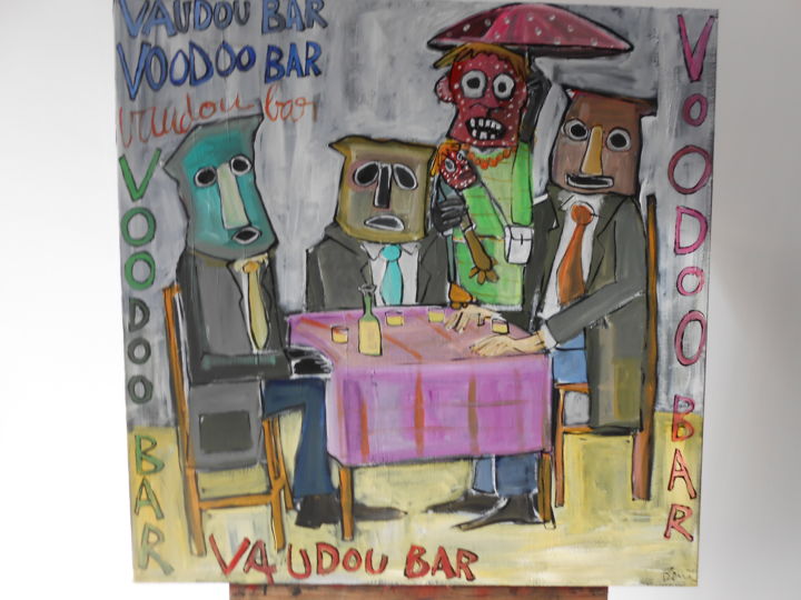 Painting titled "vaudoo bar" by Benis, Original Artwork, Acrylic
