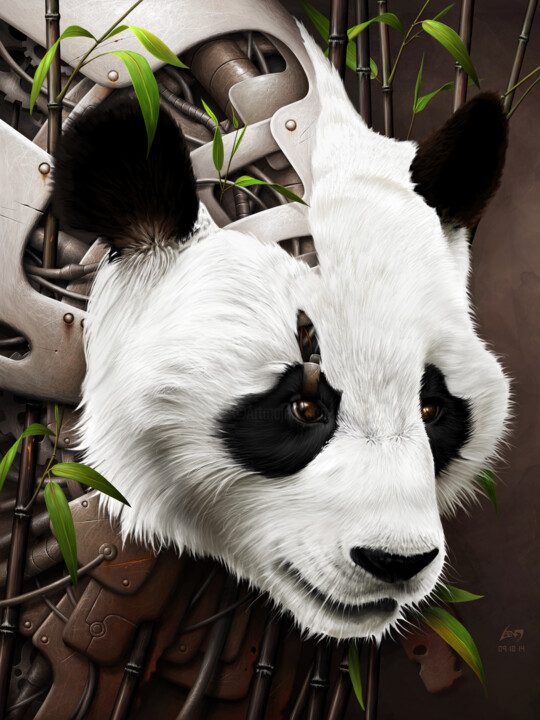 Digitale Kunst getiteld "wild2-the-panda.jpg" door Benjamin Friess, Origineel Kunstwerk, Digitaal Schilderwerk