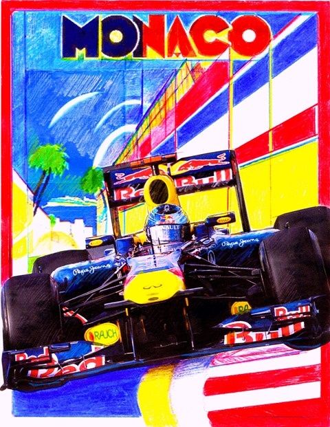 「Monaco Vettel Red B…」というタイトルのコラージュ Benjamin Groffによって, オリジナルのアートワーク