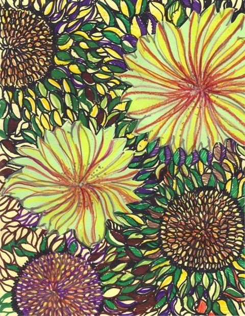 Painting titled "Sunflowers II" by Benjamin Groff, Original Artwork