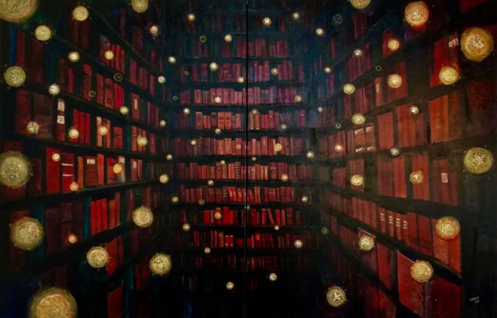 「The Grand Library o…」というタイトルの絵画 Ben J. Grossによって, オリジナルのアートワーク, アクリル