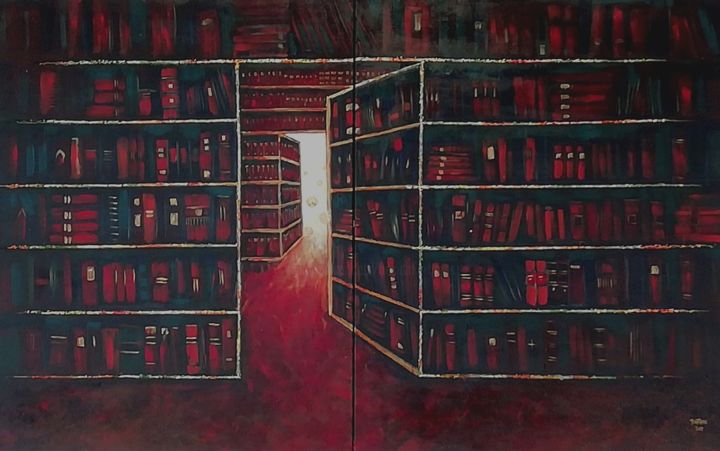 Painting titled "The Grand Library o…" by Ben J. Gross, Original Artwork, Acrylic