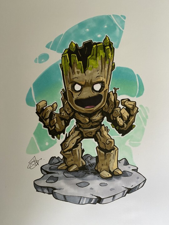 Tekening getiteld "chibi groot" door Benjamin Lavoyer, Origineel Kunstwerk, Marker