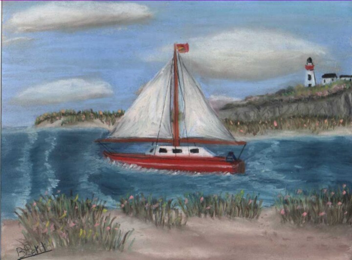 Peinture intitulée "voilier 2" par Benjamin Petit, Œuvre d'art originale, Pastel