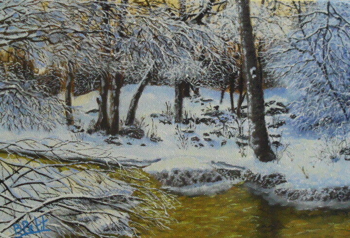 Painting titled "Soleil d'hiver" by Benjamin Petit, Original Artwork, Acrylic
