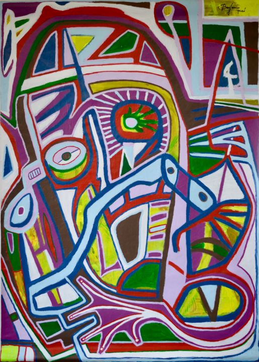 Peinture intitulée "Inca" par Benjamin Rezé, Œuvre d'art originale, Acrylique
