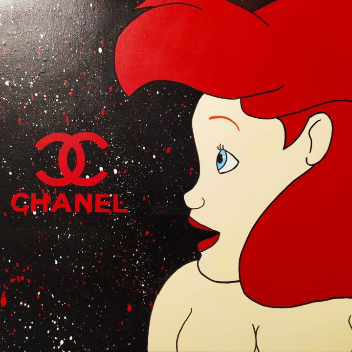 Painting titled "Ariel love CHANEL" by Benjamin Faujanet, Original Artwork, Spray paint