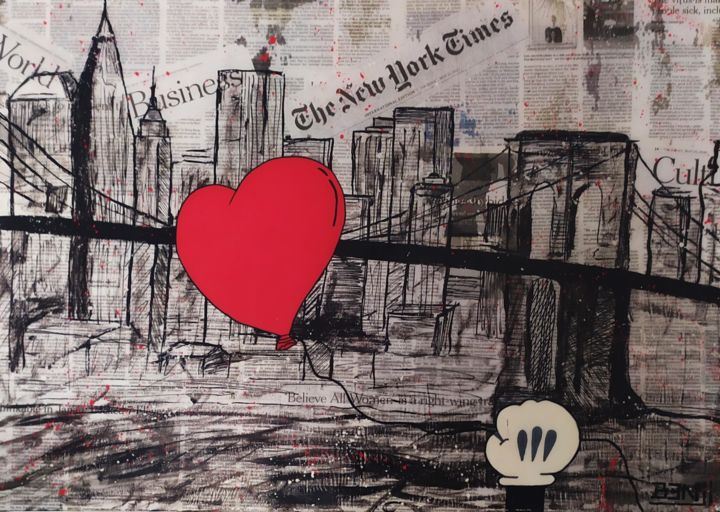 Картина под названием "New York Love" - Benjamin Faujanet, Подлинное произведение искусства, Маркер