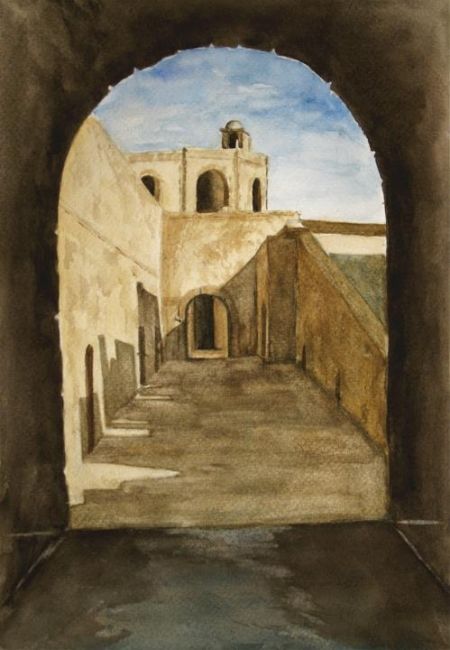 Peinture intitulée "Rempart à Essaouira…" par Benzen Bennouni, Œuvre d'art originale