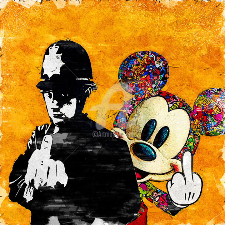 Kolaże zatytułowany „Banksy, Hello peopl…” autorstwa Benny Arte, Oryginalna praca, Kolaże Zamontowany na Pleksiglas