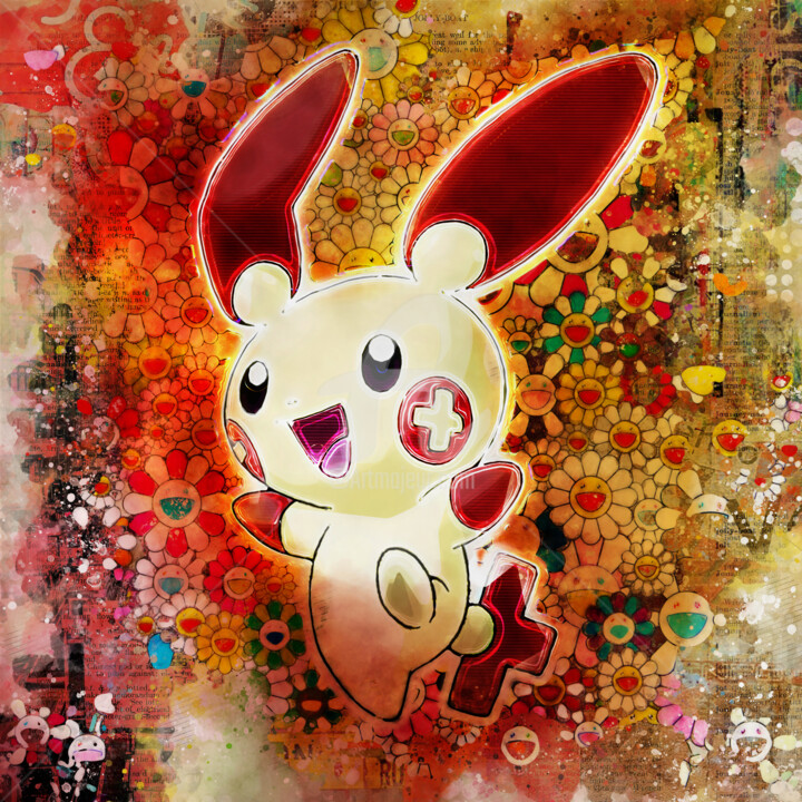 Pintura intitulada "Pokemon : Plusle" por Benny Arte, Obras de arte originais, Pintura digital