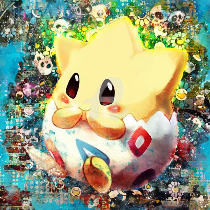 제목이 "Pokemon : TOGEPI"인 미술작품 Benny Arte로, 원작, 디지털 페인팅